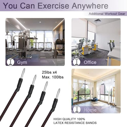 Pedal Resistance Band, 4-Tube Elastic Pull Rope, Sit-up Equipment, Yoga Strap Bodybuilding Expander, Exercise Bands, Fitness Equipment for Abdomen, Waist, Arm, Leg Stretching Slimming Training - color: Black