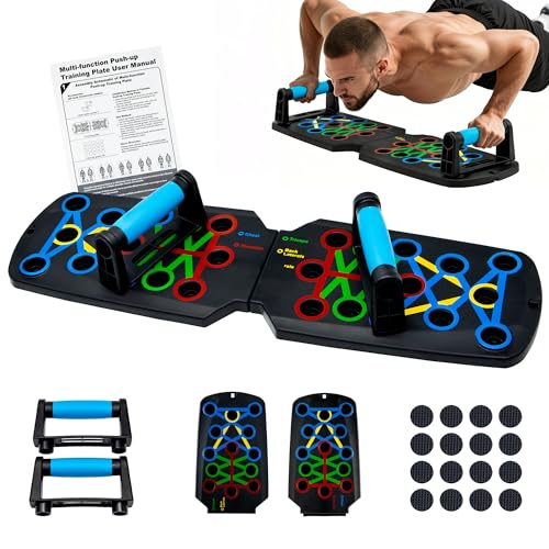 Push Up Board Fitness, Portable Dismountable 17 in 1 Push Up Bar at Home Gym, Multi-functional Pushup Stands Professional Strength Training Equipment For Man and Women - color: BLACK-1