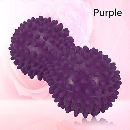 Spiky Massage Ball Peanut Massager Ball Fitness Exercise Mobility Peanut Ball Pain Muscle Steess Foot Myofascial Relief for Plantar Fasciitis Heel Foot Arch Pain (perple) - color: Perple