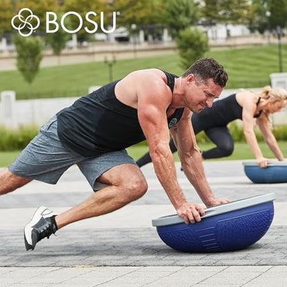 BOSU Nexgen Balance Trainer, Half-Ball Training Equipment, 65 cm Diameter, 300 lb Capacity - Burst-Resistant Stability Exercise Tool w/Non-Slip Base, Includes Hand Pump, Commercial-Grade - color: Future Dusk/Gray