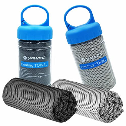 2 Pack Cooling Towels (47"x12"), Ice Cool Neck Towel, Soft Breathable Microfiber for Yoga, Golf, Gym, Running, Camping & Hot Weather