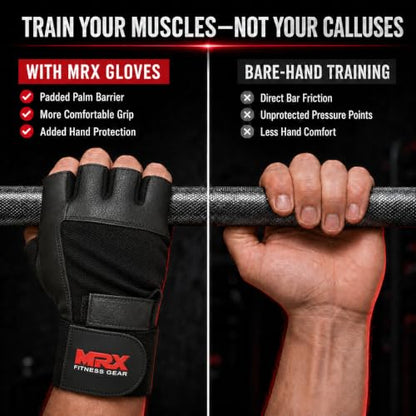 MRX Weight Lifting Gloves Gym Fitness Exercise Bodybuilding Workout Powerlifting - color: Black, size: X-Large