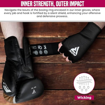 RDX Boxing Hand Wraps Inner Gloves Men Women, Half Finger Elasticated Bandages, Under Mitts Fist Protection, Muay Thai, Kickboxing, MMA, Martial Arts Speed Bag Punching Training - color: Pink White, size: Large