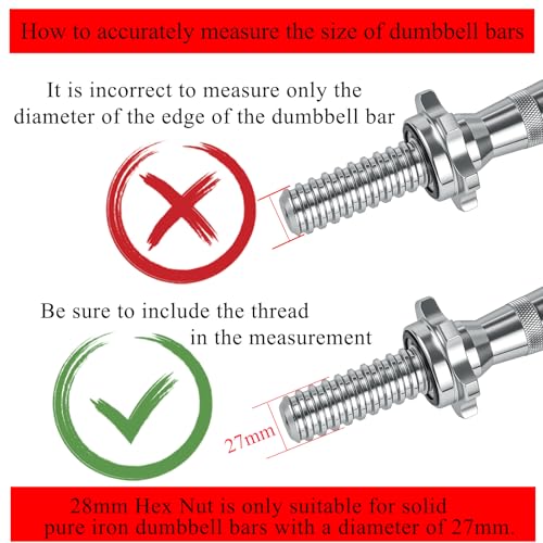 Lamoutor 2Pcs Anti-Slip Hex Nut Collar Screw for Barbell Dumbbell Weight Lifting - size: 28mm