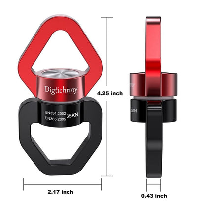 2 Pack Swivel Hook for Swing, 35KN Swing Spinner, Aluminium Alloy Swing Swivel for Children's Swing,Aerial Yoga,Web Tree Swing,Hanging Hammock Indoor Outdoor(Black-Red with 4 Carabiners) - style: Black Red-2 Pack with 4 Carabiners