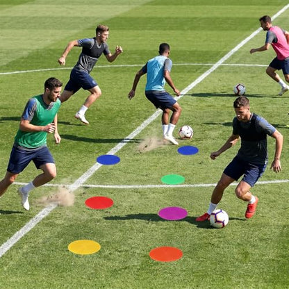 18 Pcs 9 Inch Spot Markers Poly Spots Non Slip Floor Dots for Gym Soccer Basketball Agility Training Cones for Sports TPE Material with Storage Bag