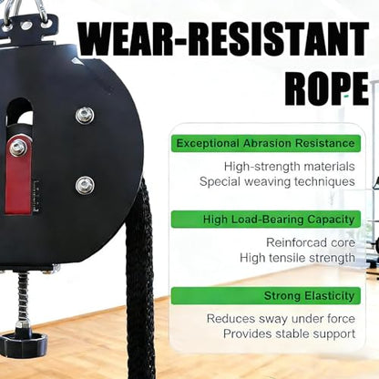 Endless Rope Trainer | Resistance Trainer Machine | Pulley Rope Puller Fitness Rope Trainer | Pulley Rope Climbing Machine Adjustable Resista |14ft Closed-Loop Nylon Rope, Home Gym - color: Black