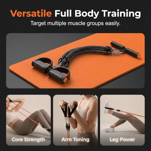 Pedal Resistance Band with Handle, Upgrade Latex Tube Exercise Band Elastic Pull Rope for Home Workout, Sit Up Body Stretching Exercise Equipment for Tummy Waist Arm Leg Slimming