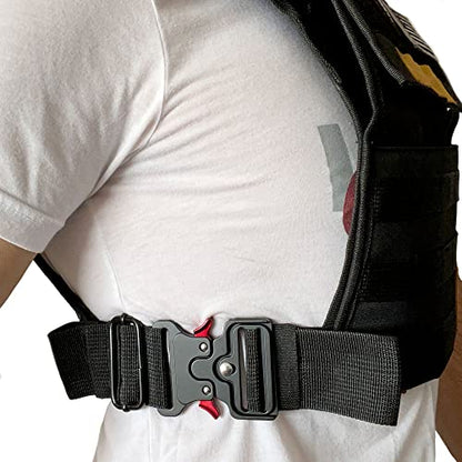 HD Vest Metal Buckles | Adjustable Weighted Vest | Heavy Duty Vest with Metal Buckles for Cross-training Calisthenics training - color: Black
