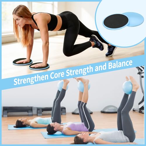 Pilates Essentials Kit for Home Women, Pilates Equipment for Workouts, 6 Fabric Resistance Bands, 12 Inch Magic Circle Yoga Ring, Mini Exercise Ball, Great Exercise Equipment
