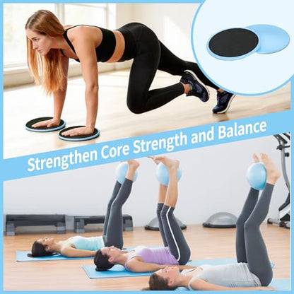 Pilates Essentials Kit for Home Women, Pilates Equipment for Workouts, 6 Fabric Resistance Bands, 12 Inch Magic Circle Yoga Ring, Mini Exercise Ball, Great Exercise Equipment