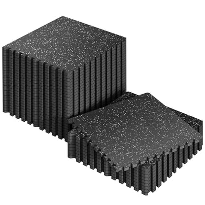 SUPERJARE 0.56'' Thick 36 Pcs 144 Sq Ft Rubber Top Exercise Equipment Mats, High Density EVA Foam Mats with Rubber Top, Interlocking Gym Flooring for Home Gym, Protective Workout Mat, Black/Grey - size: 36 Tiles (144 Sq Ft)
