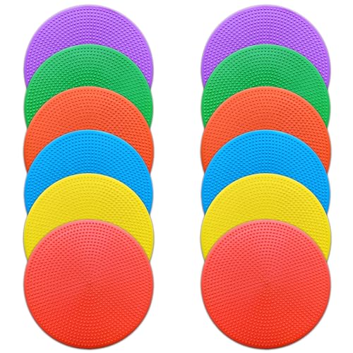Poly Spot Markers 4 inch/9 inch Non-Slip Rubber Agility Training Markers Floor Dots Flat Field Cones for Football, Soccer, Basketball, School Exercise Drills, Dance Practice - style: 4 inch 12 Pcs (TPE)