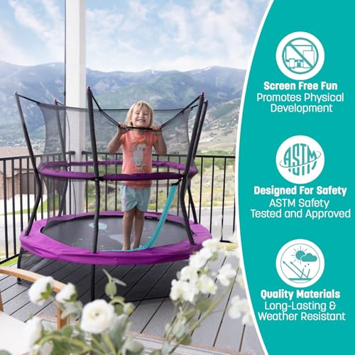 Skywalker Trampolines 60" No-Spring Design Mini Trampoline for Kids and Toddlers with Enclosure Net
