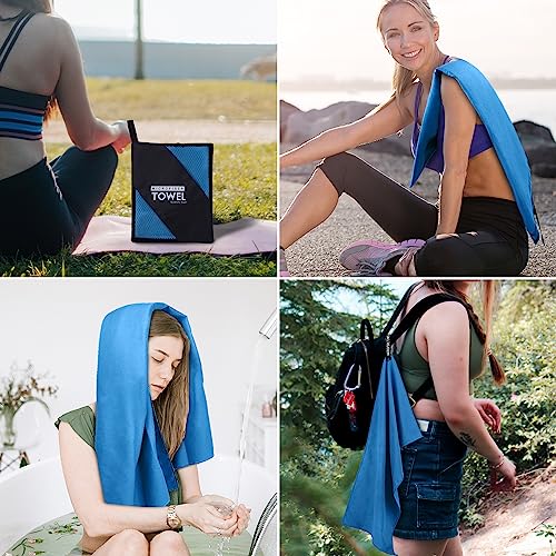 Microfiber Travel Towel, Quick Dry Camping & Gym Towel. Compact - color: Blue, size: M:20"×40"