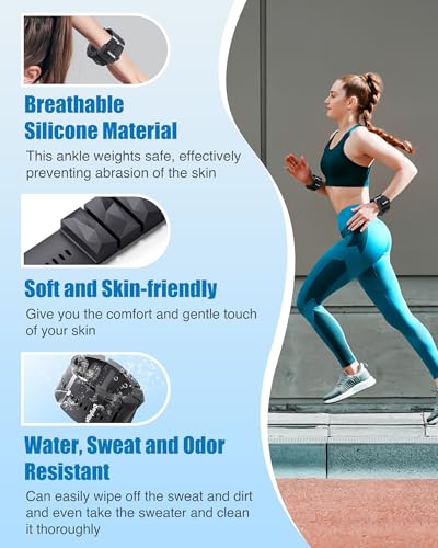 DAILYLIFE Ankle Weights, Pilates Adjustable Ankle Weights for Women Men, Wrist Weights, Leg Weight Straps, 2 lb Hand Weights Set for Home Gym Fitness, Workout, Walking
