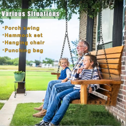2 Pack Hanging Swing Chain with 4 Carabiners 44in, 660LB Capacity Heavy Duty Hammock Hardware Kit for Punching Bags, Swing Chairs, Indoor & Outdoor Gym (Black, 44in, 2pcs)