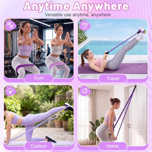 3-in-1 Resistance Bands Set for Working Out, 4 Pull up Assist Elastics with Door Anchor, 5 Booty Loops & 6-Tube Pedal Pull Rope, Home Gym Training Equipment, Arms Core Leg Glute Exercise