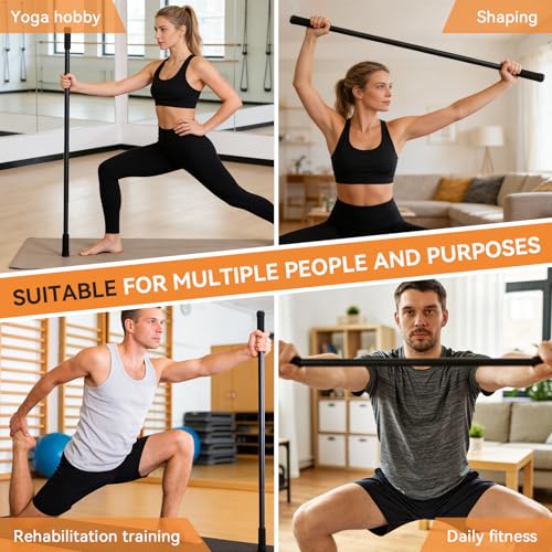 Adjustable Yoga Stick, Promote Flexibility Steel Stretching Stick Versatile Exercise Stick with Foam Handles for Fitness Balance