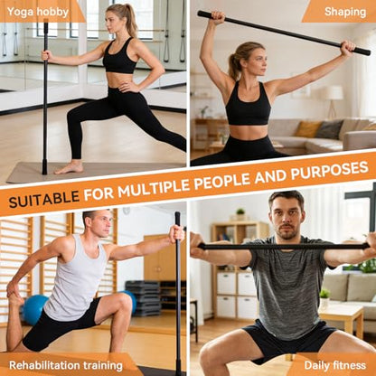 Adjustable Yoga Stick, Promote Flexibility Steel Stretching Stick Versatile Exercise Stick with Foam Handles for Fitness Balance