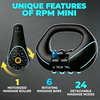 Electric Handheld Rolling Massager, 3 Speed Deep Tissue Percussive Massager with 6 Rotating Bars, Rechargeable Full Body Muscle Roller for Back Shoulder Leg Soreness Relief & Blood Circulation