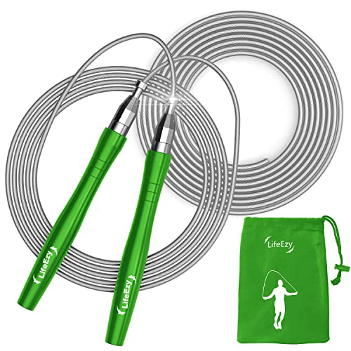 Jump Rope, High Speed Weighted Jump Rope - Premium Quality Tangle-Free - Self-Locking Screw-Free Design - Jump Ropes for Fitness - Skipping Rope for Workout Fitness, Crossfit & Home Exercises - color: Green