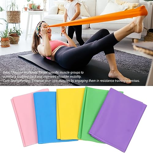 Sempoda 5PCS Resistance Band,Mobility and Powerlifting Exercise Bands,Thickened 2m Length 36lb High Strength Stretch Band for Men Women Workout Training Fitness