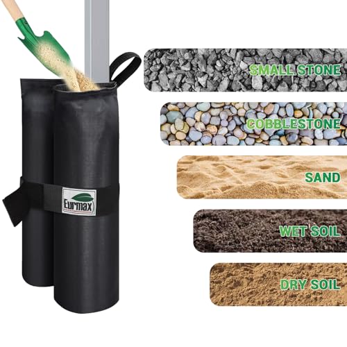 Eurmax USA 4-Pack 150LBS Capacity Universal Canopy Weight Bags,Heavy Duty Windproof Sandbags with All-Around Wrap Design,Ultimate Stability for Pop Up Tent,Shelter in High Winds(Sand Not Included) - color: 4pcs black