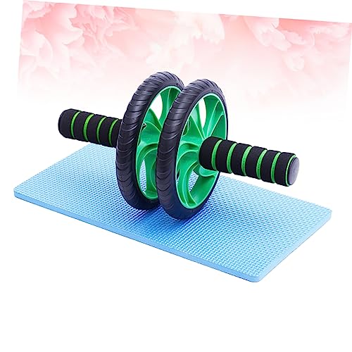 Dual-wheel Abdominal Roller Knee Pad Device for Muscle Building and Endurance Training Green