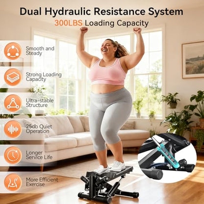 Steppers for Exercise at Home, Mini Stepper with Resistance Bands for Full Body Workout, Portable Stair Stepper for Home, Smooth and Quiet, Stepper Machine with LCD Monitor - size: Twist Stepper