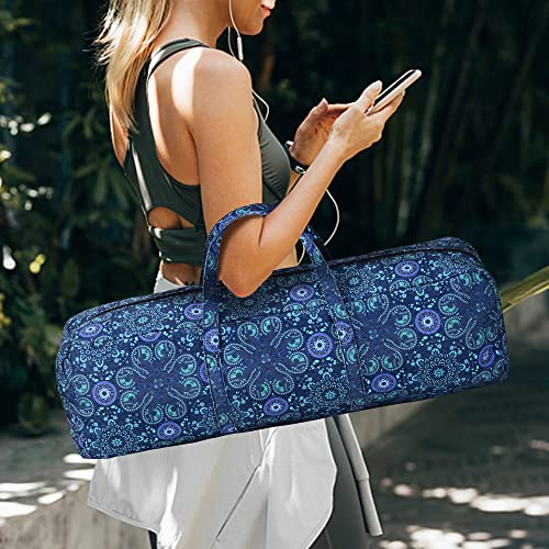 | Yoga Mat Bag | Large Yoga Mat Carrier with Wet Pocket | Yoga Gifts | Gym Tote Bag for Women - color: Blue