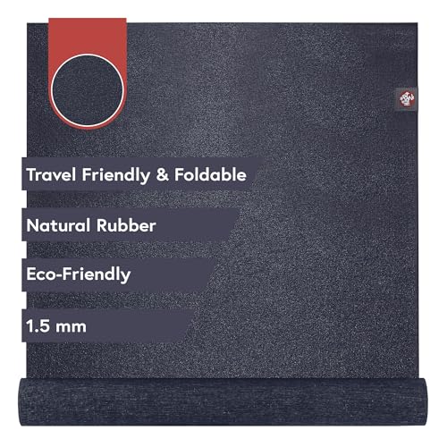 Manduka eKO SuperLite Yoga Mat 71" - 1.5mm | Natural Rubber | Foldable & Travel Friendly | Soft Textured Surface | Eco-friendly | 71 x 24 inches