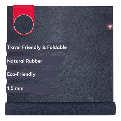 Manduka eKO SuperLite Yoga Mat 71" - 1.5mm | Natural Rubber | Foldable & Travel Friendly | Soft Textured Surface | Eco-friendly | 71 x 24 inches