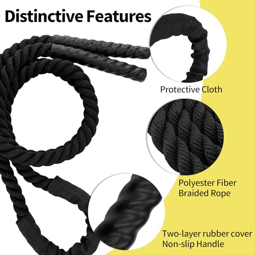 Weighted Jump Rope for Fitness, 2.4LB Total Body Muscle Workout Rope for Women & Men, 9.2FT Adult Skipping Rope Weighted Exercise Ropes for Gym Training Home Workout