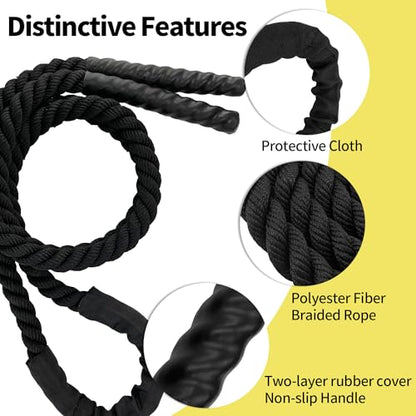Weighted Jump Rope for Fitness, 2.4LB Total Body Muscle Workout Rope for Women & Men, 9.2FT Adult Skipping Rope Weighted Exercise Ropes for Gym Training Home Workout