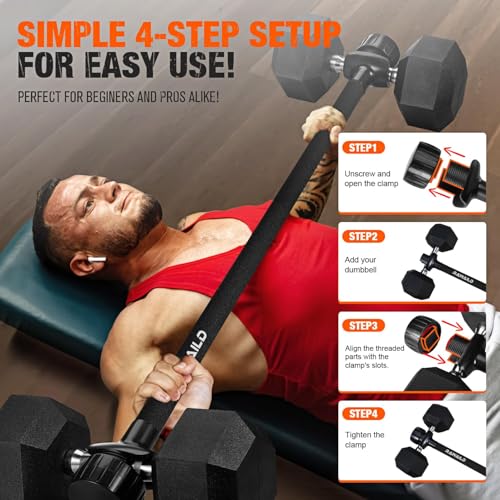 Dumbbell Converter, Convert Dumbbells to Barbell Set, Weight Bar for Bench Presses, Squats, Hip Thrust, Deadlifts, Home Weightlifting and Strength Training, Versatile Home Gym Equipment - color: Black