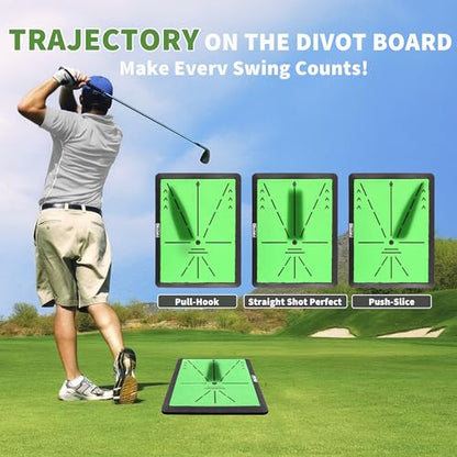 Golf Hitting Mat, Swing Path Feedback Golf Training Mat, 16"x12" Extra Replaceable Practice Mat, Indoor Outdoor Golf Swing Detection Mat, Ideal Golf Gifts for Men & Women Home Backyard Use