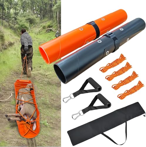 Heavy Duty Drag Sled Mat-Thickened Tear-Resistant HDPE with Pull Cables, Portable Yard, Hunting & Construction Hauler - style: 73"x22.8" Deer Drag Sleds to 800 lbs