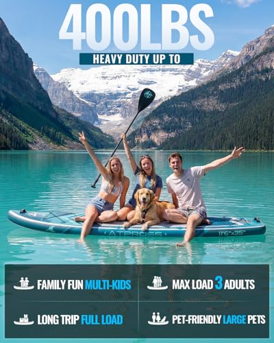 11'6"x35" Inflatable Paddle Board, 450lbs Extra Wide Stand Up Paddleboard for Adults with Premium SUP Accessories Kit & Backpack, Blow Up Kayak Non-Slip Stable Deck Boat for Yoga Fishing Surf - style: Blue A