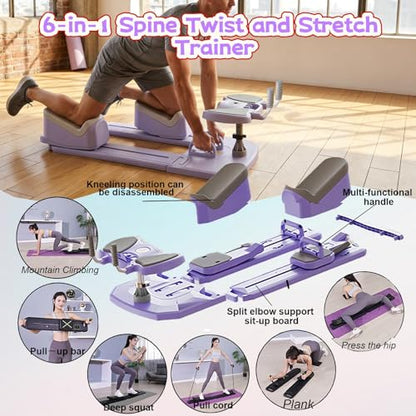 Spine Twist and Stretch Trainer 3-Level Crawling Training Machine for Core Training & Back Pain Relief, 8-in-1 Home Gym Equipment with LED Counter & Resistance Band for Full Body Workout（5-10day）