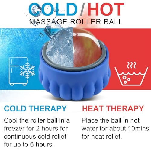 Massage Ball Roller Set– Ice Cold and Hot for Deep Tissue and Sore Muscle Relief of Stiffness and Stress, Body, Neck, Back, Face, Eyes,Plantar, Foot