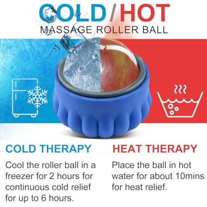 Massage Ball Roller Set– Ice Cold and Hot for Deep Tissue and Sore Muscle Relief of Stiffness and Stress, Body, Neck, Back, Face, Eyes,Plantar, Foot