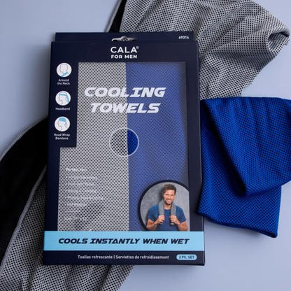 Cala - Cooling Towels (2 Pieces, Blue and Grey)