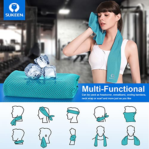 Sukeen 4 Pack Cooling Towels (40"x 12"), Cooling Neck Wraps, Soft Ice Towel - color: Grey/Lake Blue/Purple/Blue