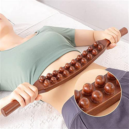 Wooden Gua Sha Tools Anti Cellulite Massage Tool,20 Beads Lymphatic Drainage Stick for Back and Head Relaxing Scrapping 22.83INCH - color: Style E Black 20 Beads