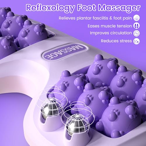 Foot Massager Roller for Plantar Fasciitis Relief, Dual Foot Acupressure Therapy for Pain Relief, Stress Relief and Improved Circulation, Portable Reflexology Tool for Home and Office Use