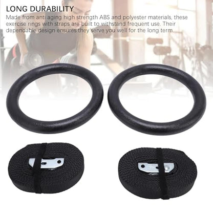 Gymnastic Rings with 15ft Straps, 300kg/660lbs Capacity, Adjustable Exercise Rings for Calisthenics, Home Gym & Outdoor Fitness Training, High Stability ABS Polyester Material