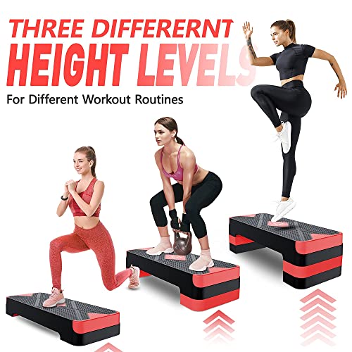 GYMMAGE Aerobic Exercise Step, Adjustable Height, - color: Red