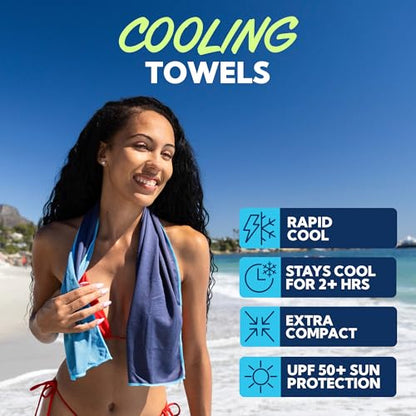 Sun Ninja Cooling Towels for Neck and Face, Instant Cold Towel for Hot Yoga, Sports, Gym and Golf, Microfiber Cooling Cloth - Turquoise Blue - color: Light Blue