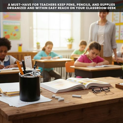 Black Pencil Holder for Desk | 3 Compartments Pencil Cups for Classroom, Home, Office Desks, Meeting Room | Pen Cup Holder for Desks & Decorative Pen Holders for Desk Cute Office Supplies - style: Style E
